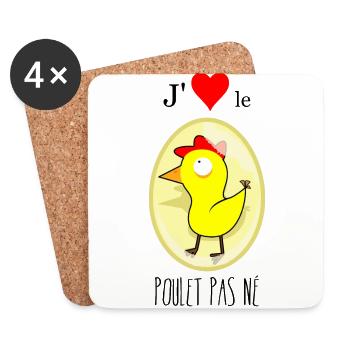 j'aime le poulet pas né - Dessous de verre (lot de 4) - blanc - Devant