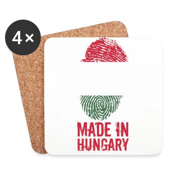 Made in Hungary / Gemacht in Ungarn Magyarország - Untersetzer (4er-Set) - Weiß - Vorne