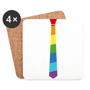 Rainbow Tie - Flag - Flag - Gay Pride - Coasters (set of 4) - white - Front