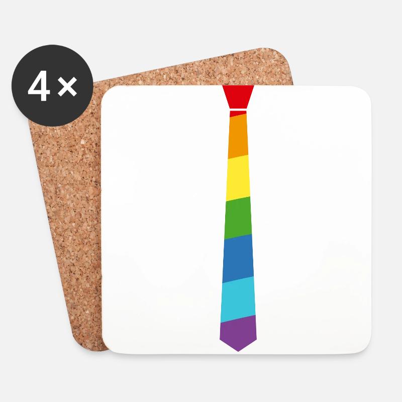 Regenbogen Krawatte - Fahne - Flagge - Gay Pride - Untersetzer (4er-Set) - Weiß