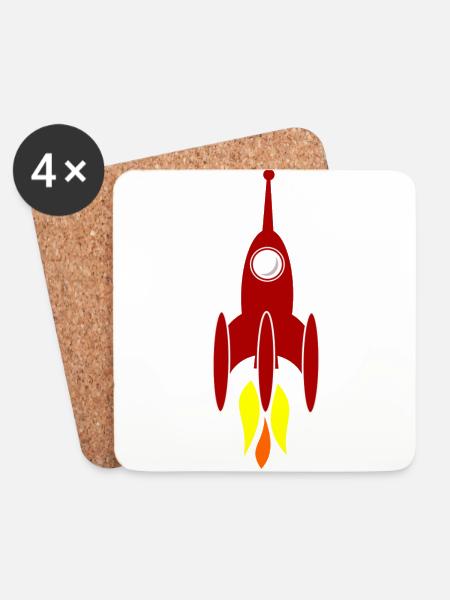 Rakete - Untersetzer (4er-Set) - Weiß