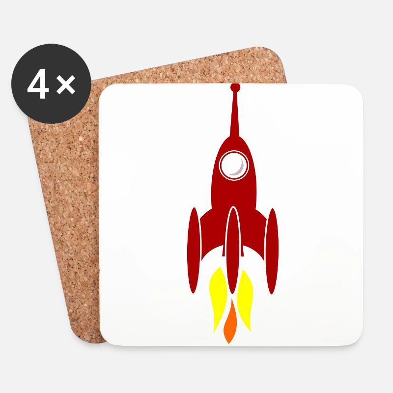 Rakete - Untersetzer (4er-Set) - Weiß