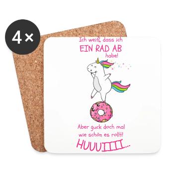 Einhorn T-Shirt Geschenk Idee Lustig Geburtstag - Untersetzer (4er-Set) - Weiß - Vorne