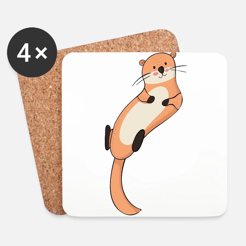 Otter - Untersetzer (4er-Set) - Weiß