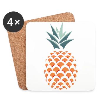 ananas 3D - Dessous de verre (lot de 4) - blanc - Devant