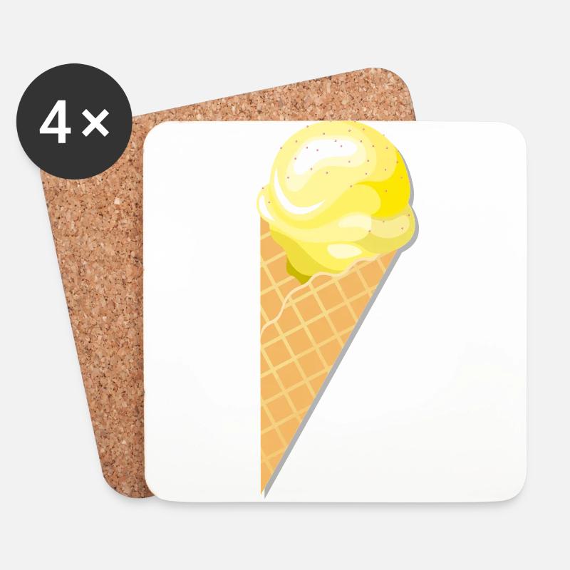 Kugel Vanille Eis Geschenk Idee - Untersetzer (4er-Set) - Weiß