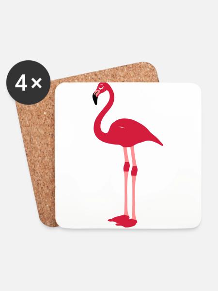 Flamingo - Untersetzer (4er-Set) - Weiß