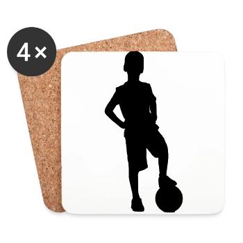 Junge spielt Fußball - Untersetzer (4er-Set) - Weiß - Vorne