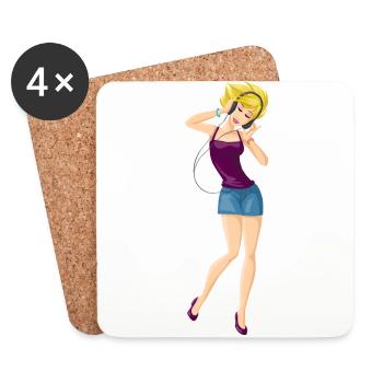 Music listening blonde, woman gift - Coasters (set of 4) - white - Front