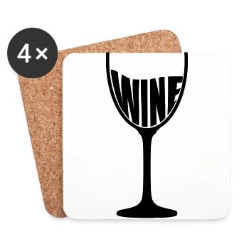 Weinglas Wein Wine Glas Weinchen Rotwein Rebe - Untersetzer (4er-Set) - Weiß - Vorne