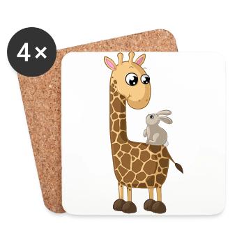 Glückliche Comic Giraffe - Untersetzer (4er-Set) - Weiß - Vorne
