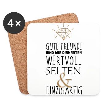Gute Freunde sind wie Diamanten Geschenk Idee - Untersetzer (4er-Set) - Weiß - Vorne