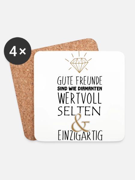 Gute Freunde sind wie Diamanten Geschenk Idee - Untersetzer (4er-Set) - Weiß