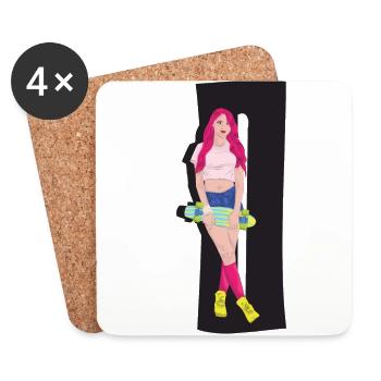 Skateboard redhead skater skateboard skateboard - Coasters (set of 4) - white - Front