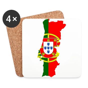 Flaggenkarte von Portugal - Untersetzer (4er-Set) - Weiß - Vorne