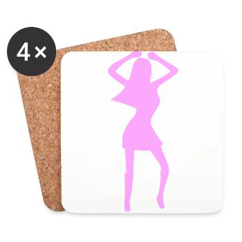 Femme fêtarde rose - Dessous de verre (lot de 4) - blanc - Devant