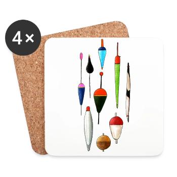 Poses de pêche Anglershirt Waggler - Pêche, Pêcheur - Dessous de verre (lot de 4) - blanc - Devant