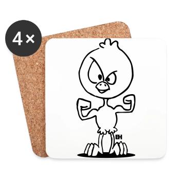 Poussin musclé - Dessous de verre (lot de 4) - blanc - Devant