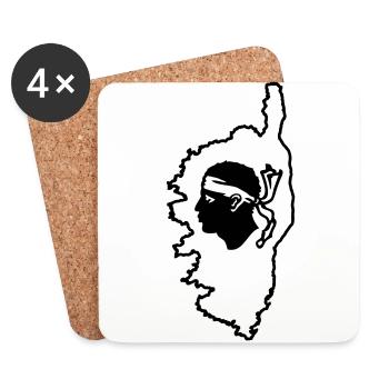 Corsica card and Moor's head - Coasters (set of 4) - white - Front