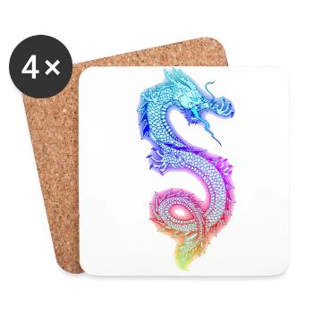 Chinese color dragon - Coasters (set of 4) - white - Front