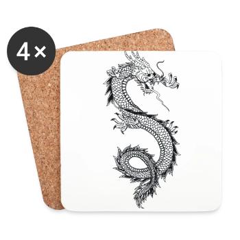 Chinesischer Drache - Untersetzer (4er-Set) - Weiß - Vorne