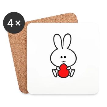 Oeufs de lapin de Pâques - Dessous de verre (lot de 4) - blanc - Devant