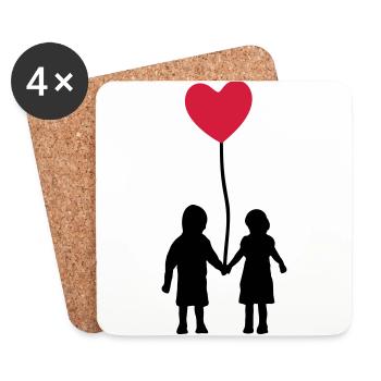 Kids and heart balloon - Untersetzer (4er-Set) - Weiß - Vorne