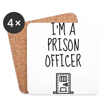 gardien de prison / surveillant / police / juge - Dessous de verre (lot de 4) - blanc - Devant