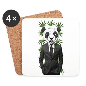 Panda Cannabis - Untersetzer (4er-Set) - Weiß - Vorne