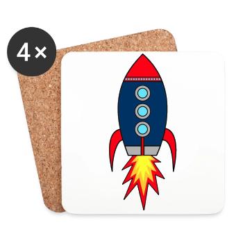 Lancement de fusée Rocketman * - Dessous de verre (lot de 4) - blanc - Devant