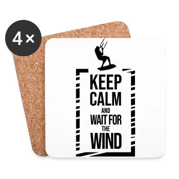 Restez calme et attendez le vent - Kitesurf - Dessous de verre (lot de 4) - blanc - Devant