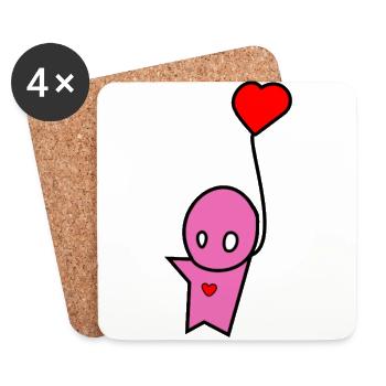 Pink figure heart - Coasters (set of 4) - white - Front
