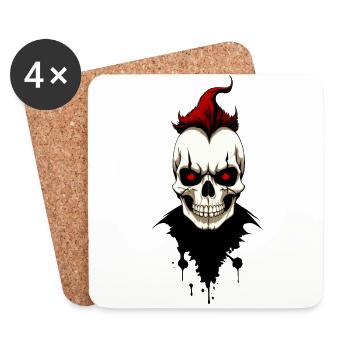 Skull with red eyes - Coasters (set of 4) - white - Front