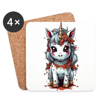Kawaii Halloween Licorne mystique - Dessous de verre (lot de 4) - blanc - Devant