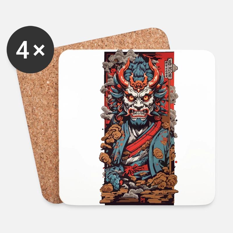 Oni Dämon Retro Japan Art - Untersetzer (4er-Set) - Weiß