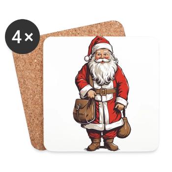 Père Noël rétro Art Noël Design - Dessous de verre (lot de 4) - blanc - Devant