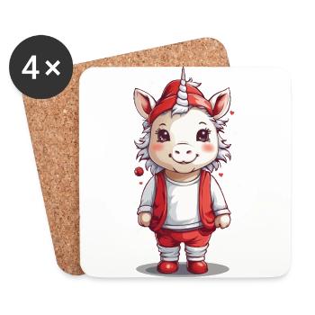 Magical Winter Unicorn Christmas with Magic - Coasters (set of 4) - white - Front