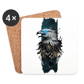 Majestic Eagle: Azure Gaze - Coasters (set of 4) - white - Front