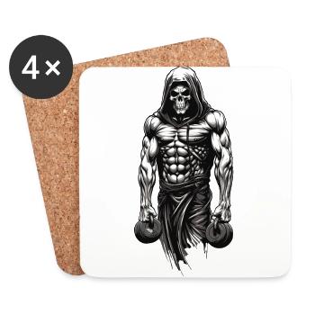 Powerful Bodybuilder Skeleton Training Design - Coasters (set of 4) - white - Front