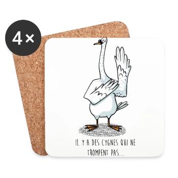Cygne qui ne trompent pas - Dessous de verre (lot de 4) - blanc - Devant