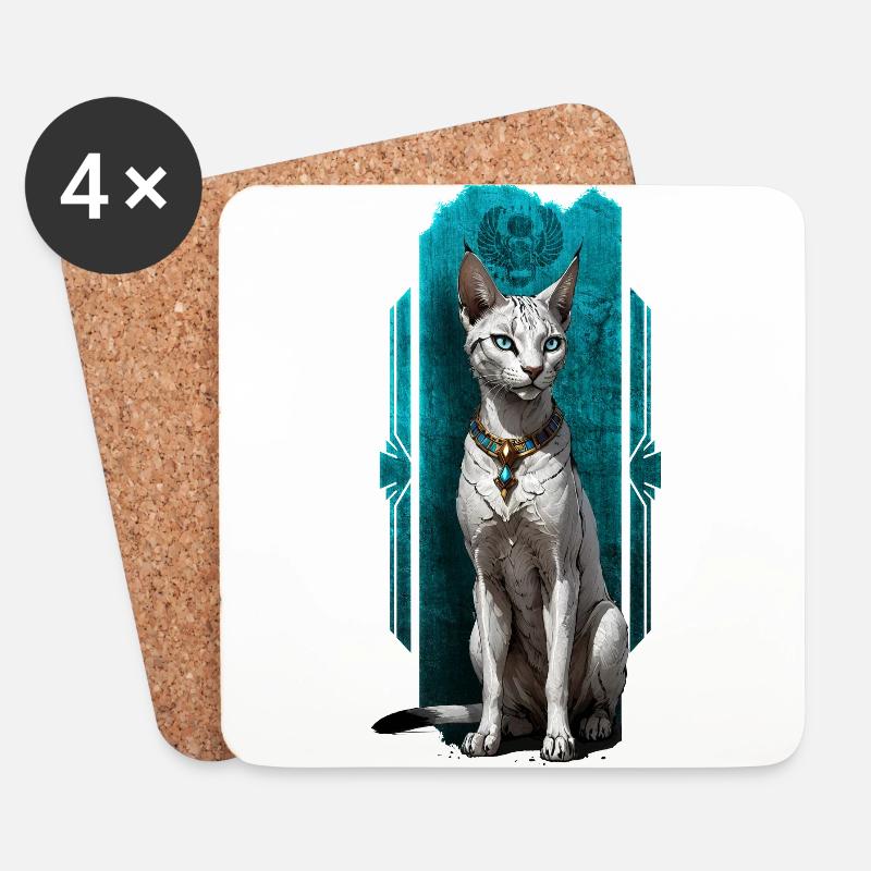 Bastet, Wächter der Katzen: Göttliche Gnade - Untersetzer (4er-Set) - Weiß