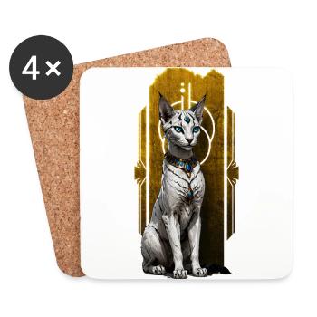 Majesté vigilante de Bastet : Protecteur du divin - Dessous de verre (lot de 4) - blanc - Devant