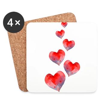 Herzen Rot Liebe - Untersetzer (4er-Set) - Weiß - Vorne
