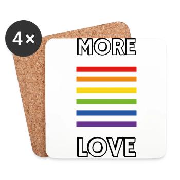 Mehr Liebe, Stolz, Regenbogen - Untersetzer (4er-Set) - Weiß - Vorne