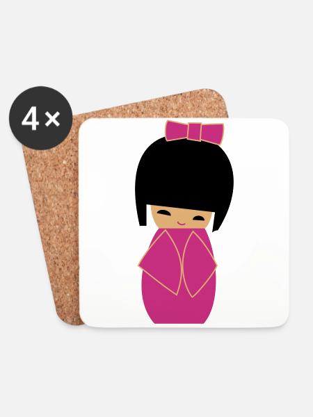 kokeshi - Coasters (set of 4) - white