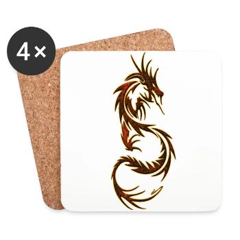 Dragons fantaisie dragons reptiles bêtes - Dessous de verre (lot de 4) - blanc - Devant