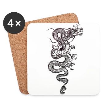 China chinesischer Drache Tattoo2 - Untersetzer (4er-Set) - Weiß - Vorne