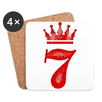 7 Zahl Krone - Untersetzer (4er-Set) - Weiß - Vorne