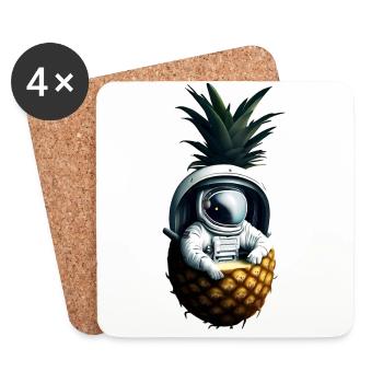 Astronaut in Ananas - Untersetzer (4er-Set) - Weiß - Vorne