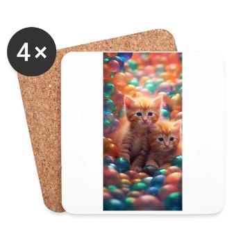 Chatons mignons - Dessous de verre (lot de 4) - blanc - Devant